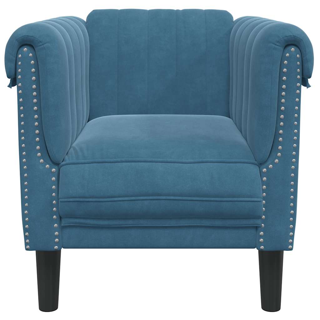Fauteuil bleu velours - XIOS