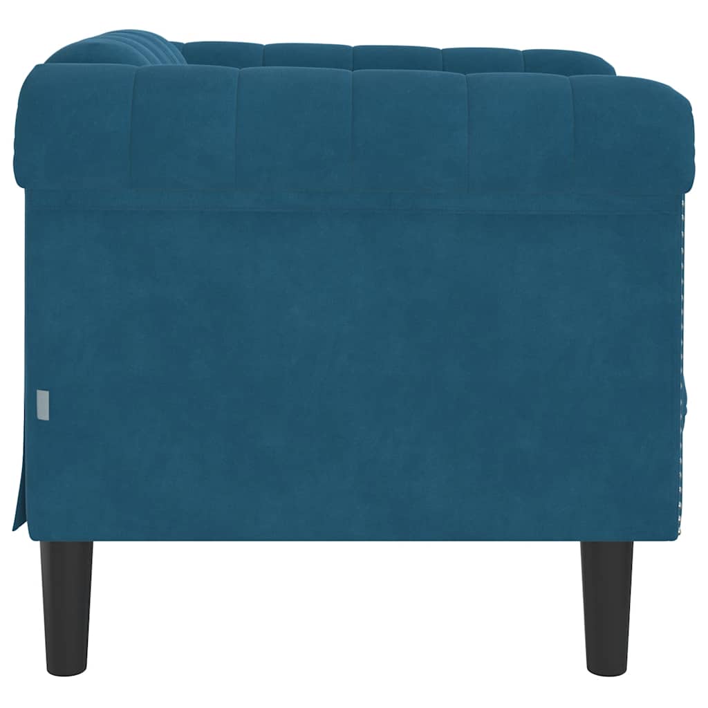 Fauteuil bleu velours - XIOS