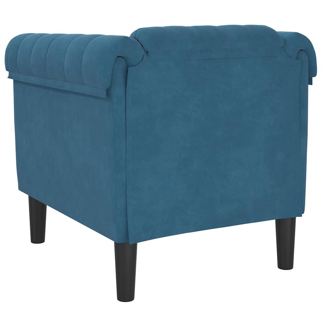 Fauteuil bleu velours - XIOS