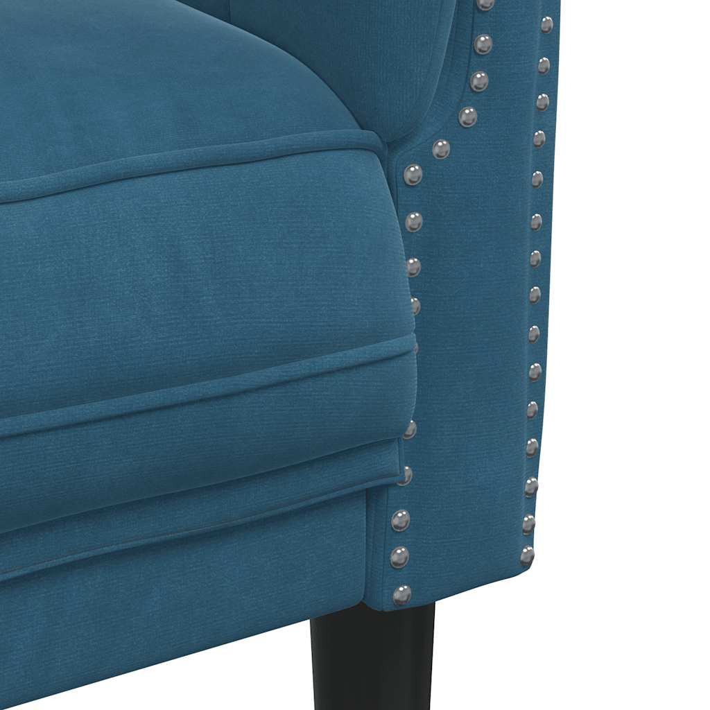 Fauteuil bleu velours - XIOS