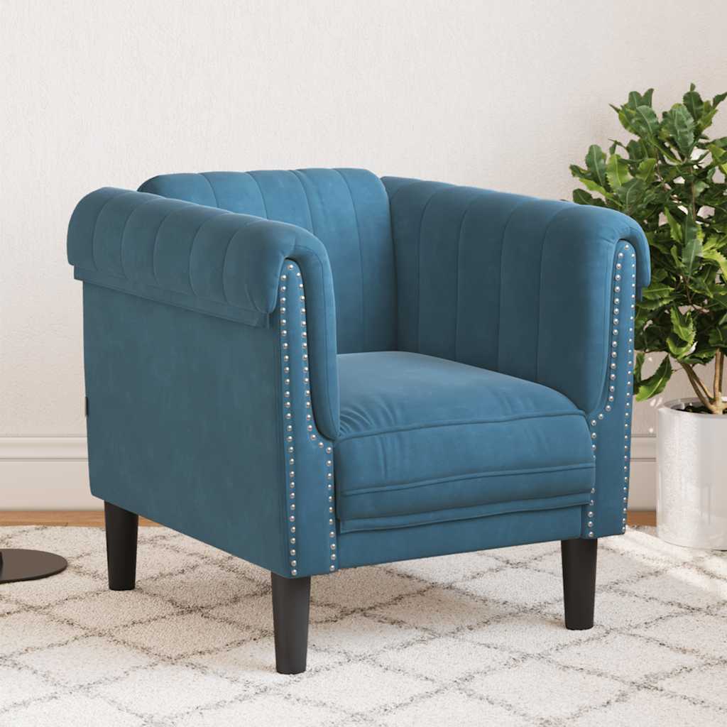 Fauteuil bleu velours - XIOS