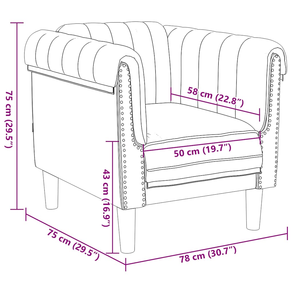 Fauteuil marron similicuir daim