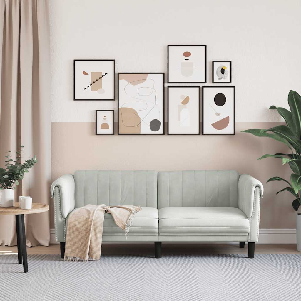 Canapé à 2 places gris clair velours - XIOS