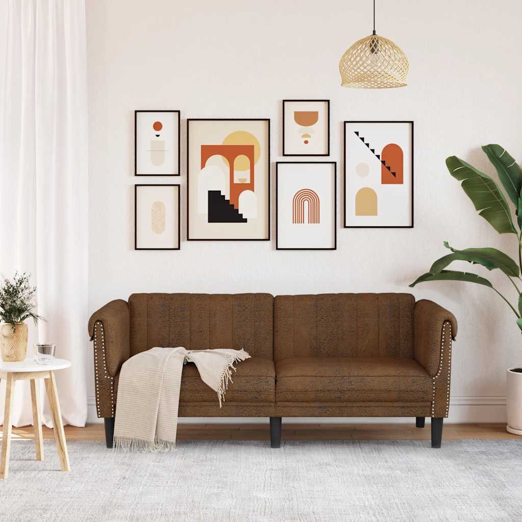 Canapé à 2 places marron similicuir daim - XIOS