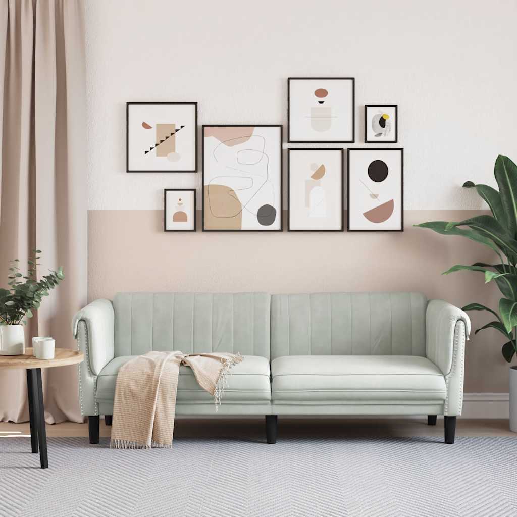 Canapé à 3 places gris clair velours - XIOS