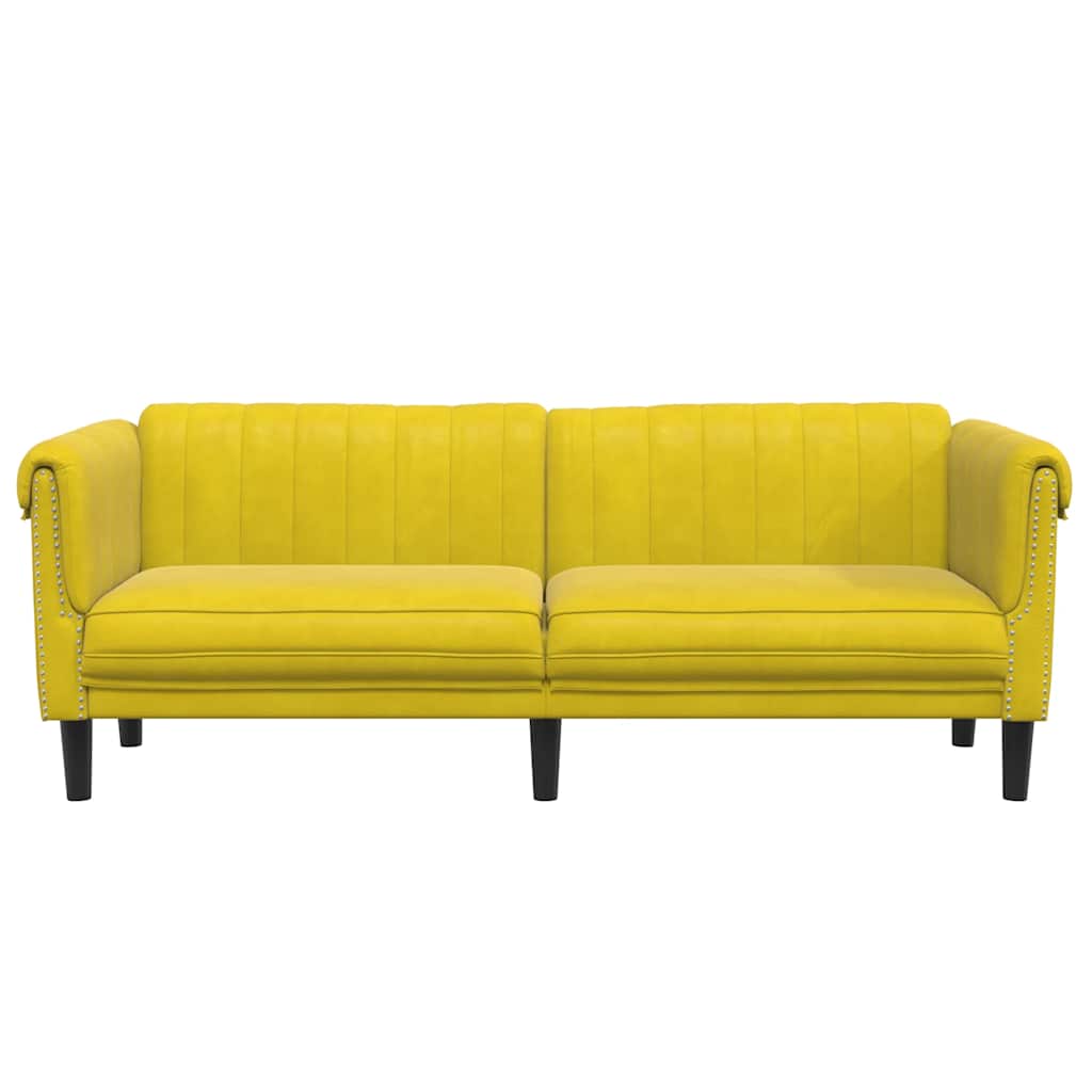 Canapé à 3 places jaune velours - XIOS
