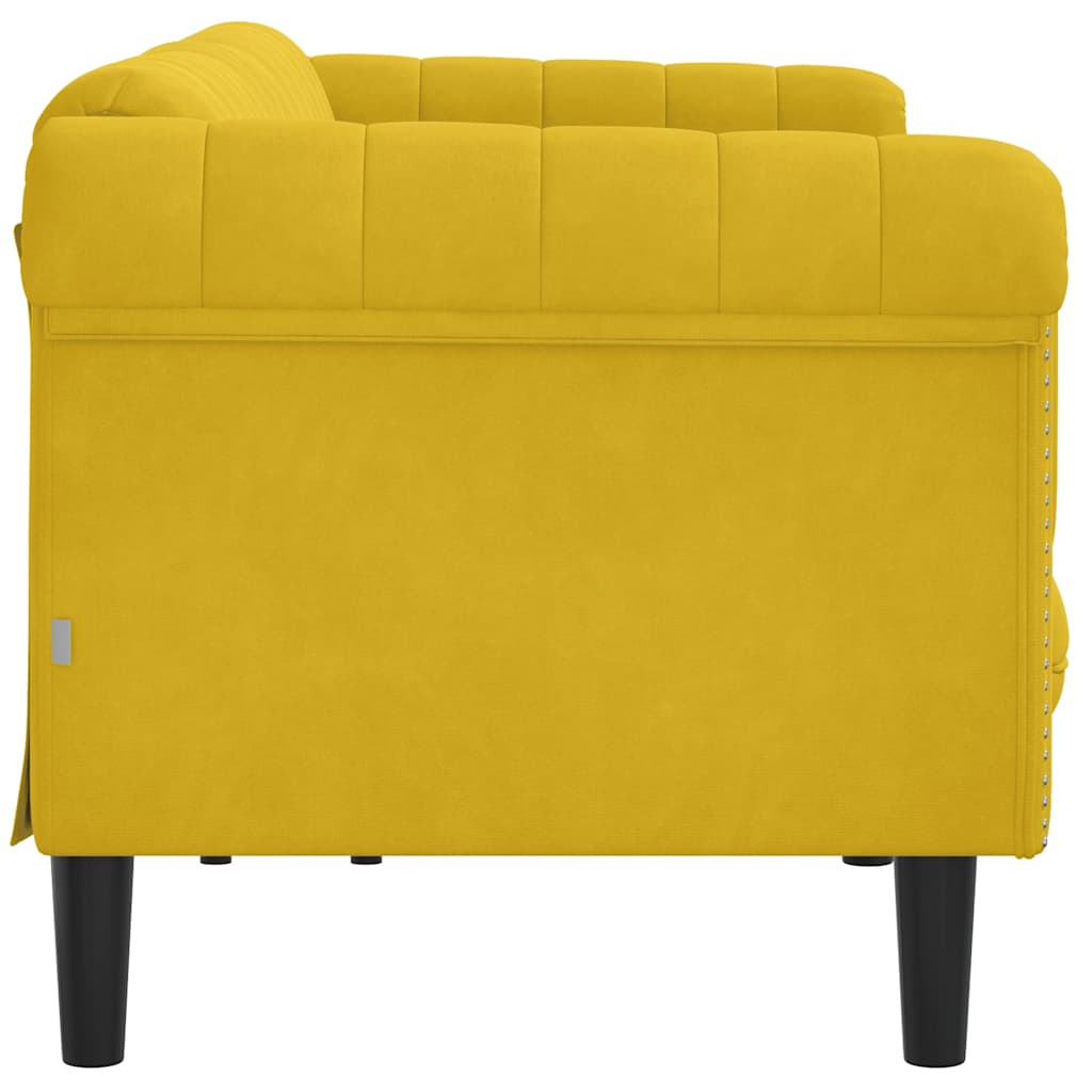 Canapé à 3 places jaune velours - XIOS
