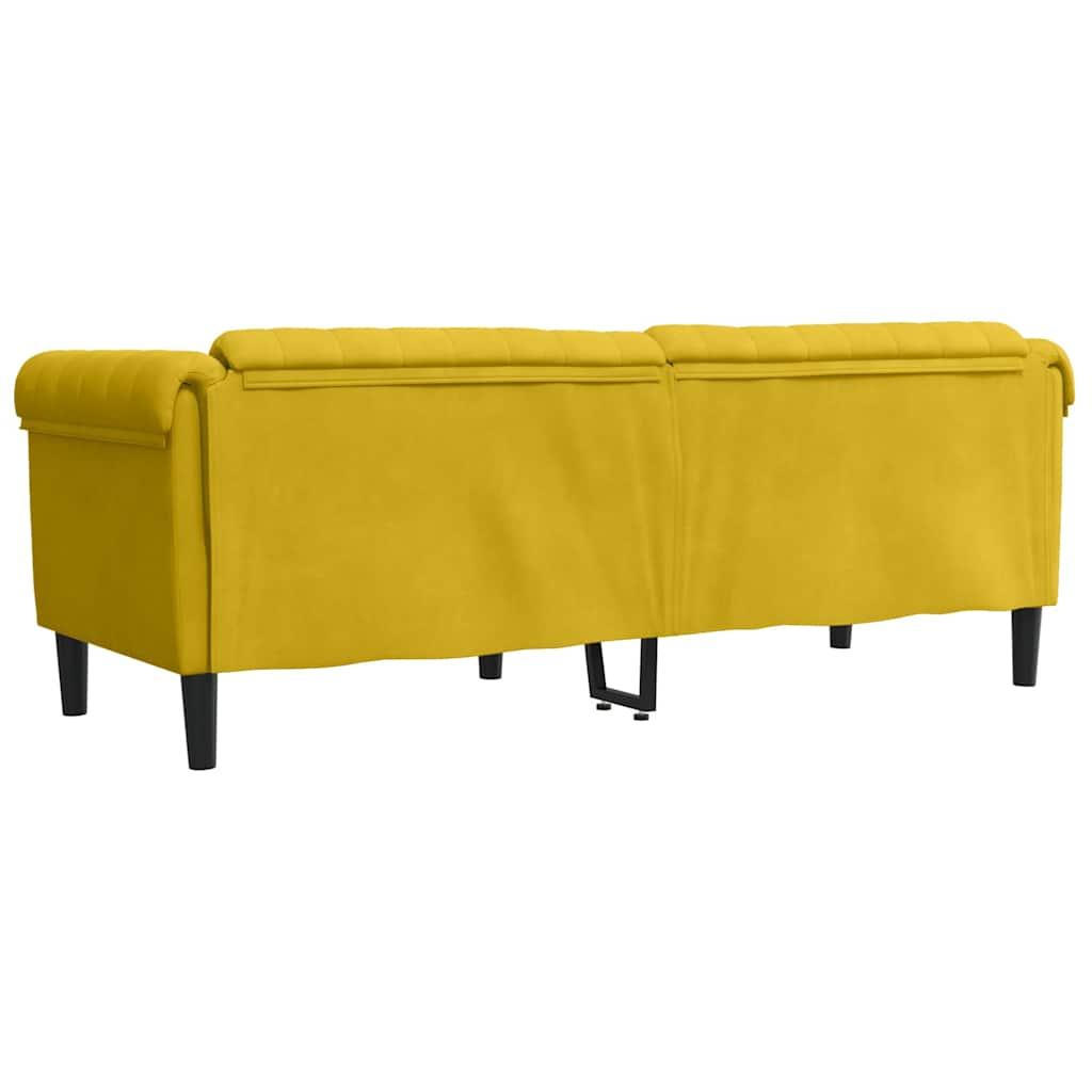 Canapé à 3 places jaune velours - XIOS