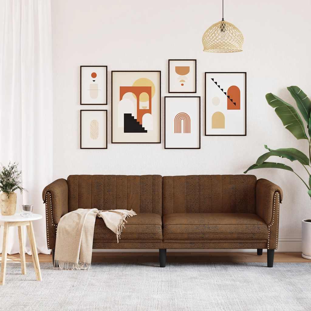 Canapé à 3 places marron similicuir daim - XIOS