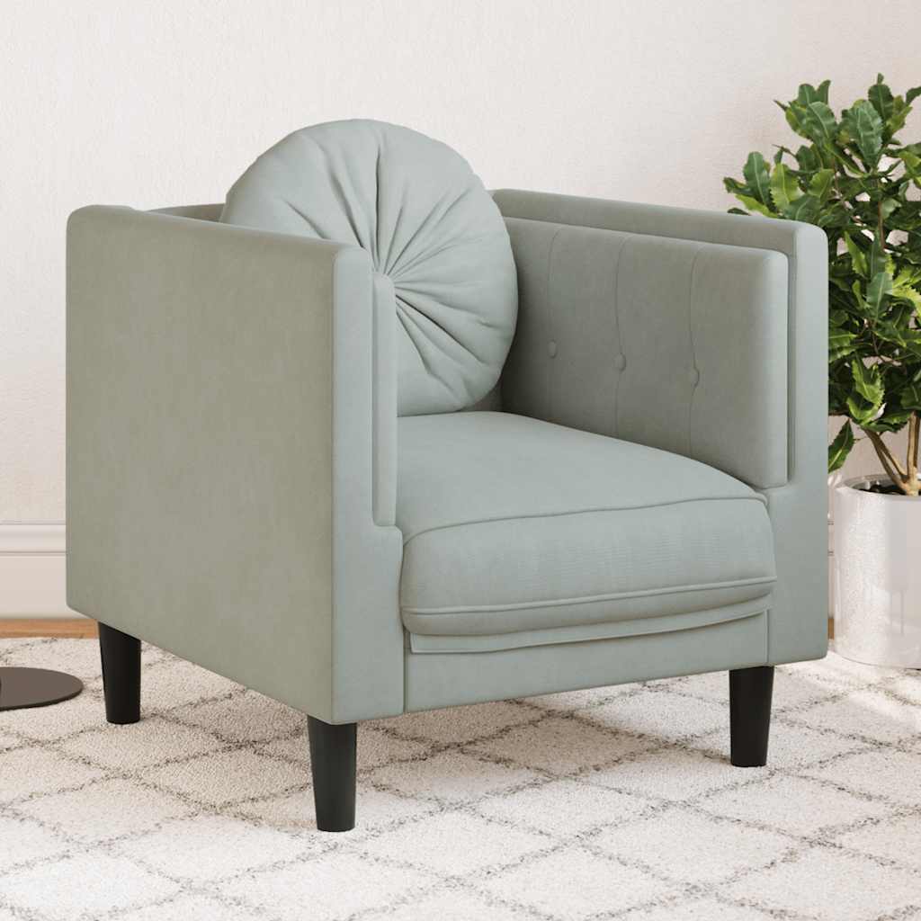 Fauteuil avec coussin gris clair Velours - XIOS