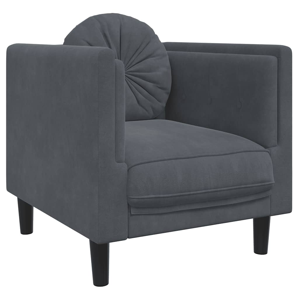 Fauteuil avec coussin gris foncé velours - XIOS