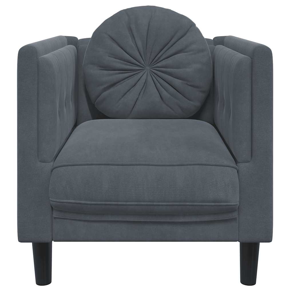 Fauteuil avec coussin gris foncé velours - XIOS
