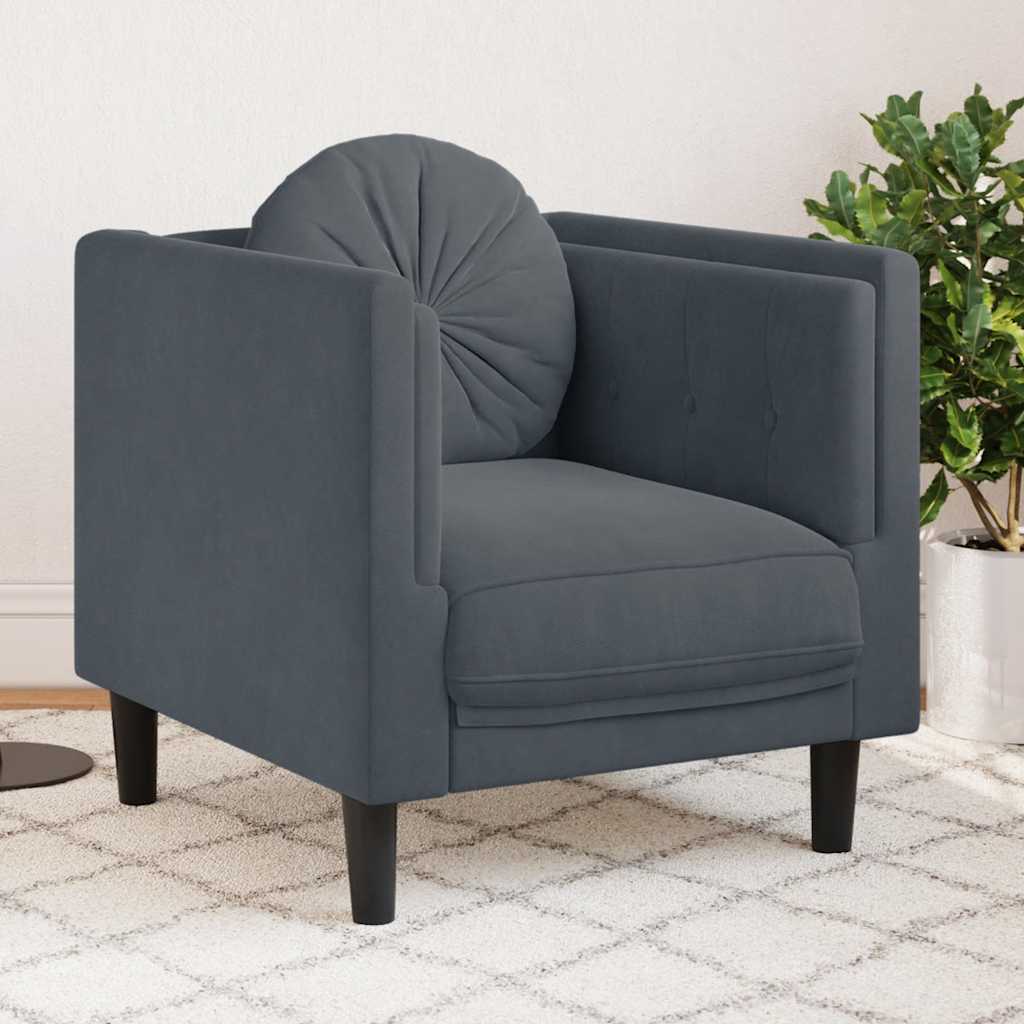 Fauteuil avec coussin gris foncé velours - XIOS