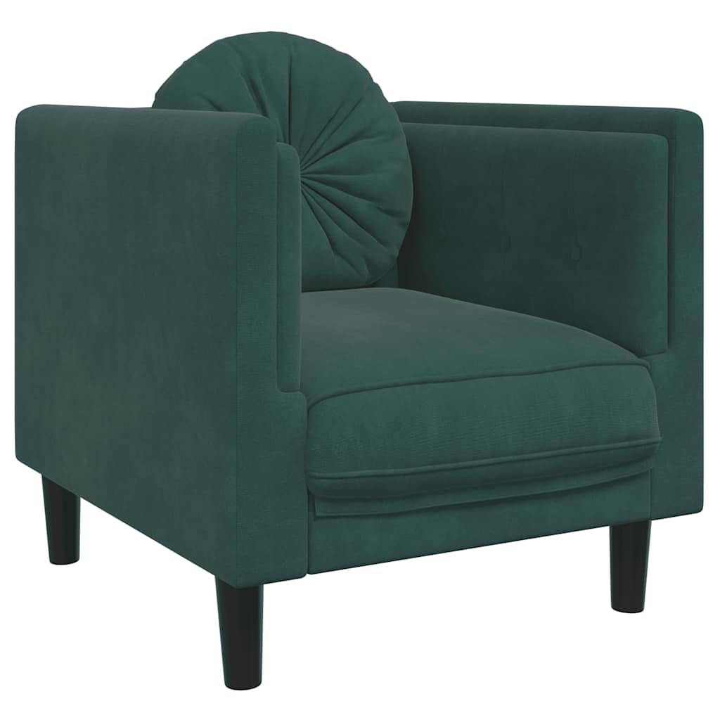 Fauteuil avec coussin vert foncé velours - XIOS