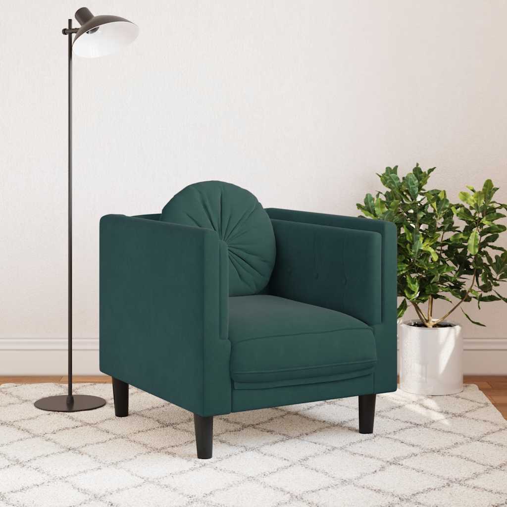 Fauteuil avec coussin vert foncé velours - XIOS