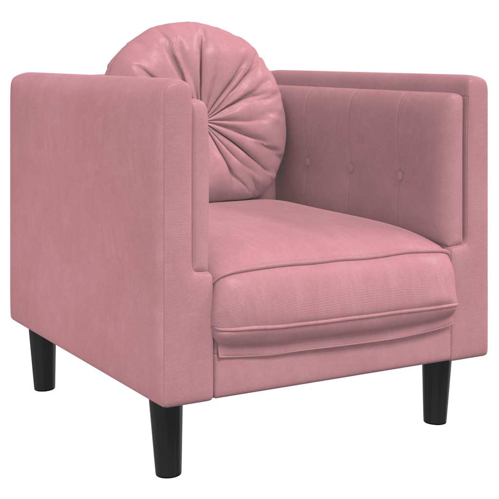 Fauteuil avec coussin rose velours - XIOS