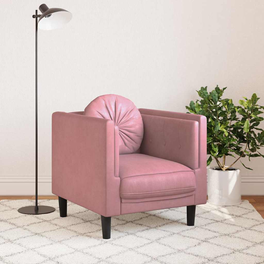 Fauteuil avec coussin rose velours - XIOS