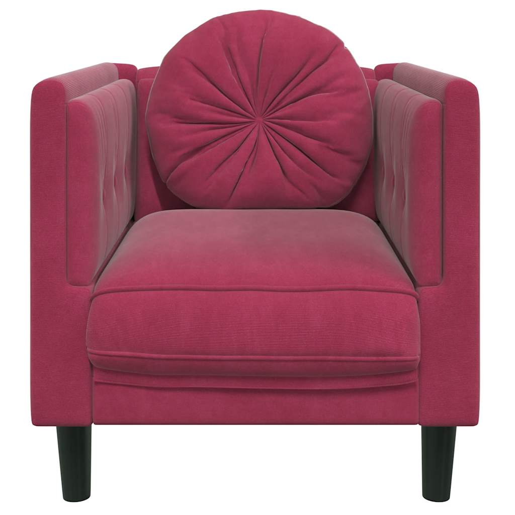 Fauteuil avec coussin rouge bordeaux velours - XIOS