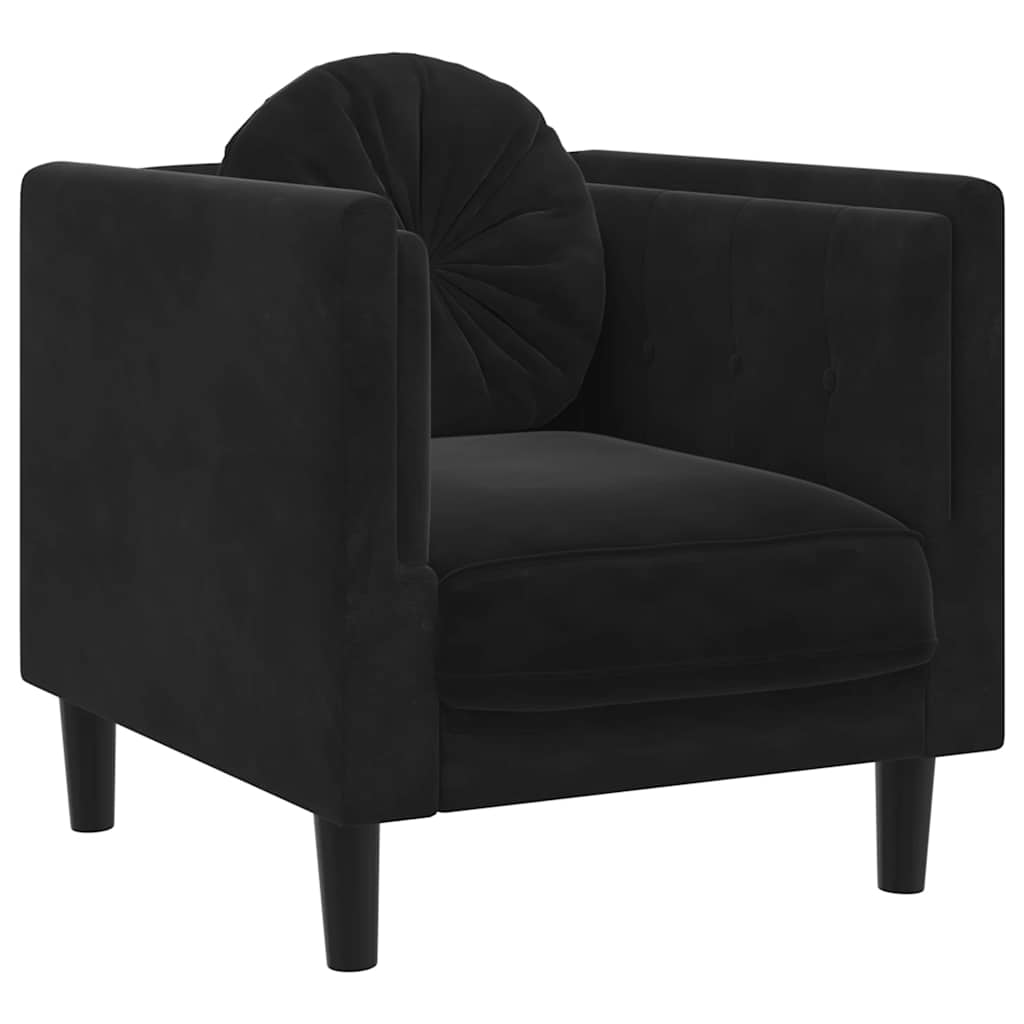 Fauteuil avec coussin noir velours - XIOS