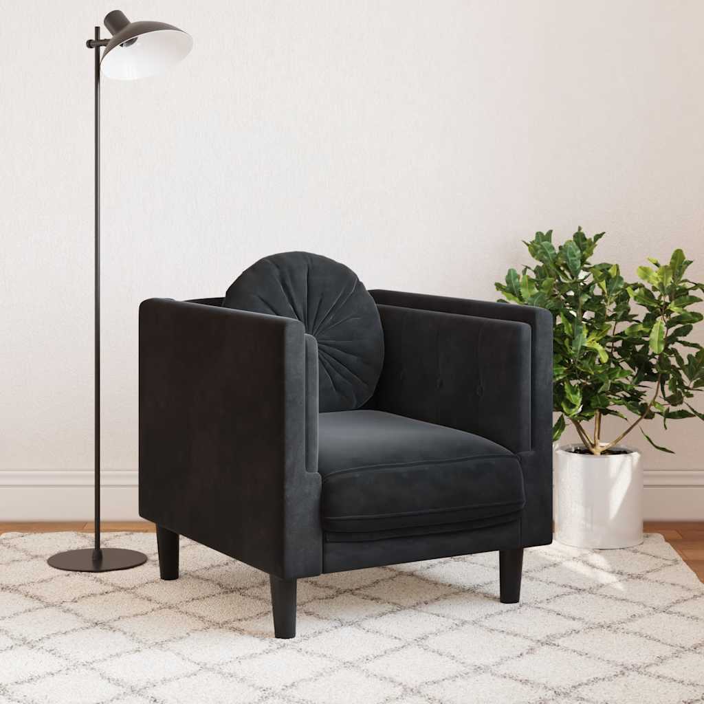 Fauteuil avec coussin noir velours - XIOS