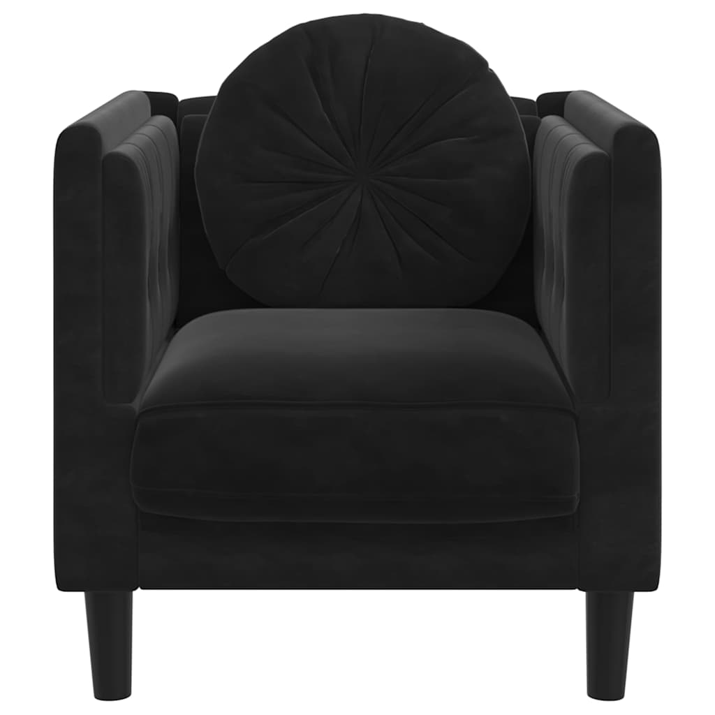 Fauteuil avec coussin noir velours