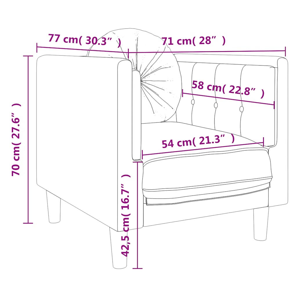 Fauteuil avec coussin noir velours