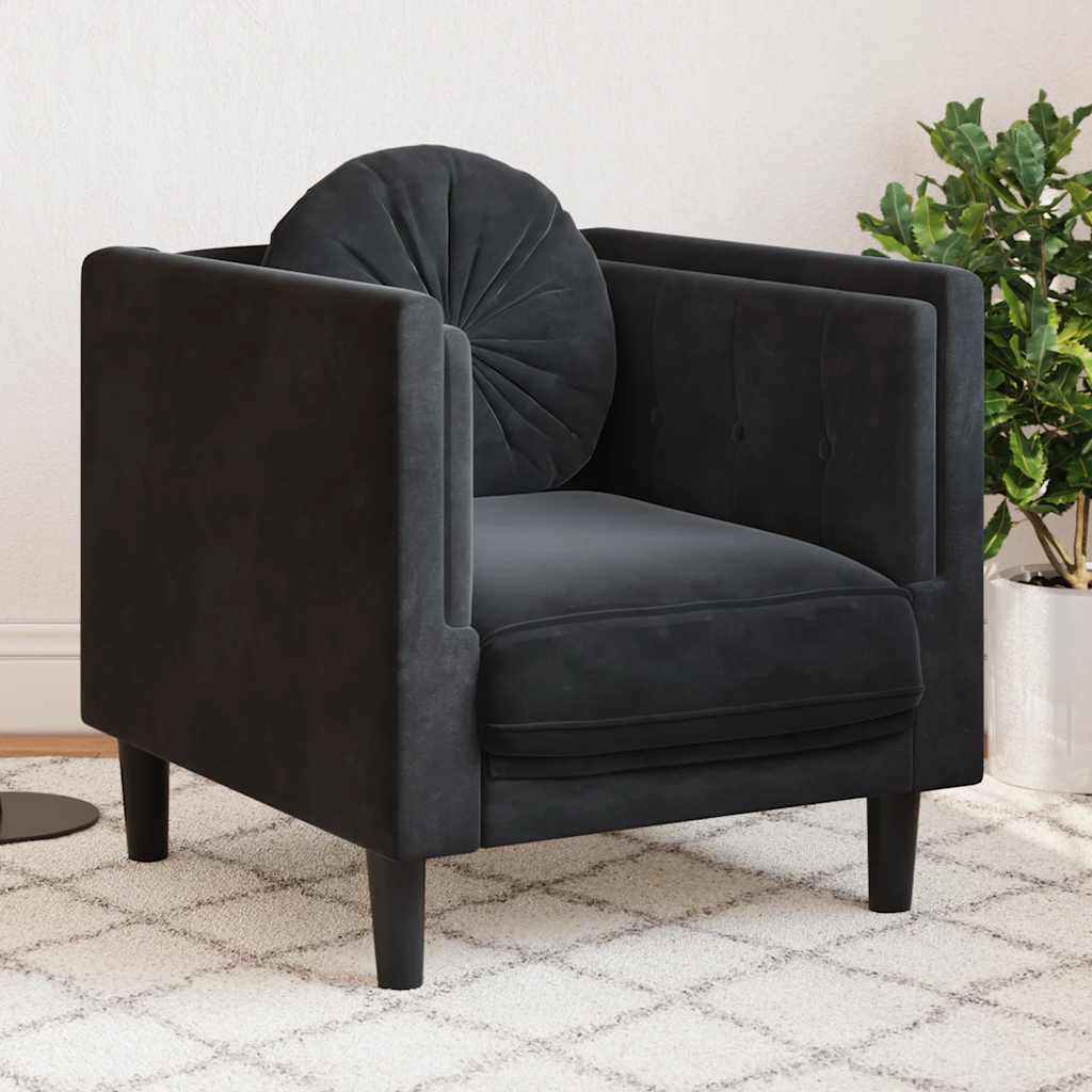 Fauteuil avec coussin noir velours - XIOS
