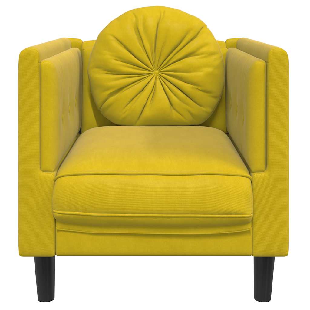 Fauteuil avec coussin jaune velours - XIOS