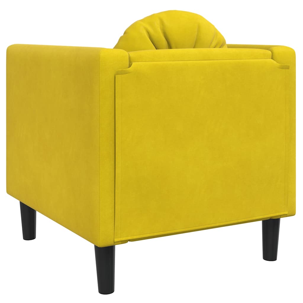 Fauteuil avec coussin jaune velours - XIOS