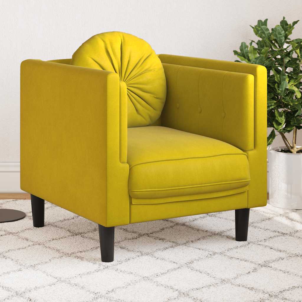 Fauteuil avec coussin jaune velours - XIOS