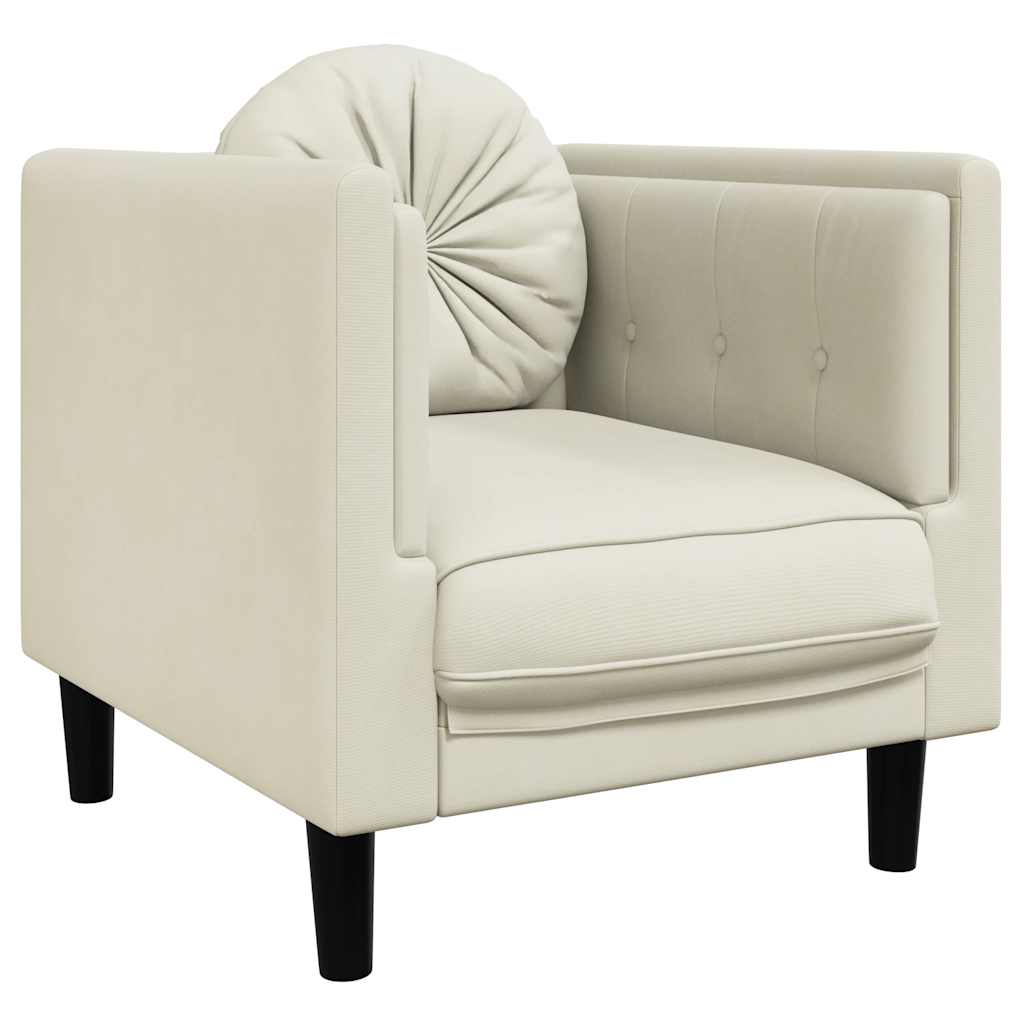 Fauteuil avec coussin crème velours - XIOS