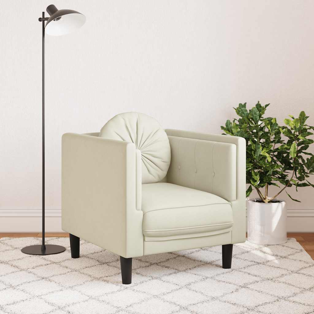 Fauteuil avec coussin crème velours - XIOS