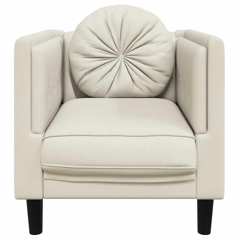 Fauteuil avec coussin crème velours - XIOS