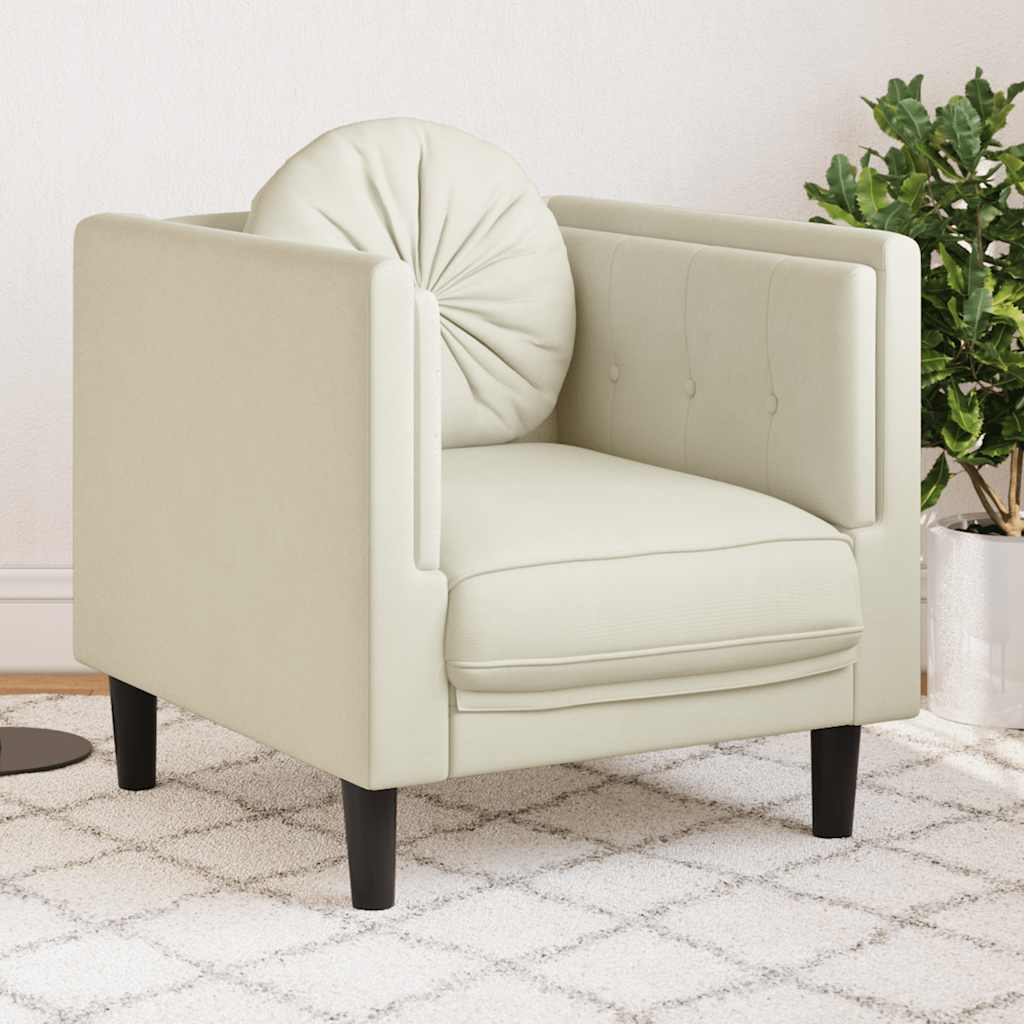 Fauteuil avec coussin crème velours - XIOS