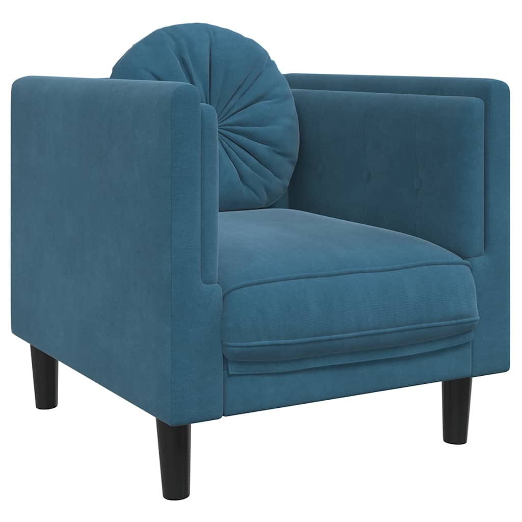 Fauteuil avec coussin bleu velours - XIOS
