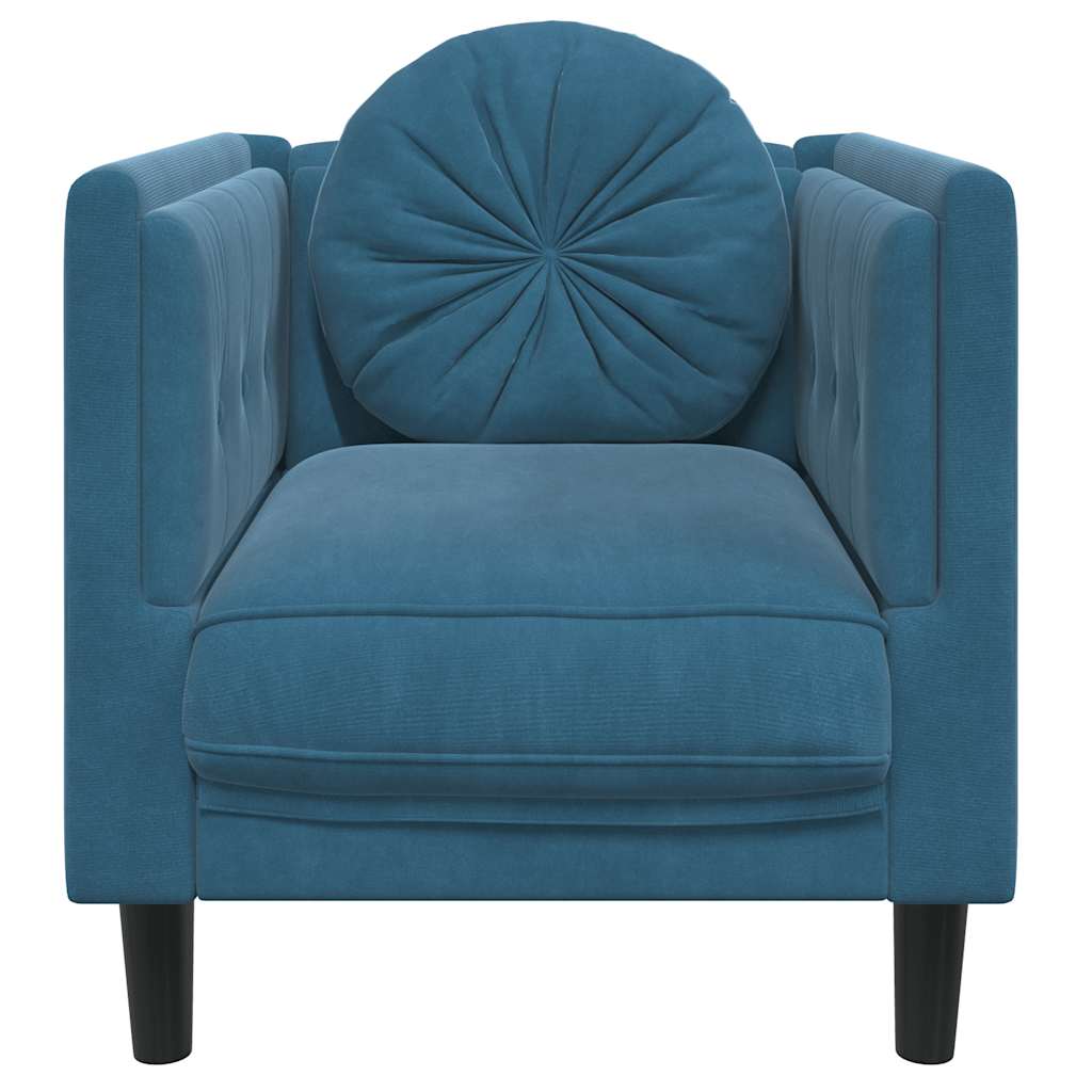 Fauteuil avec coussin bleu velours - XIOS