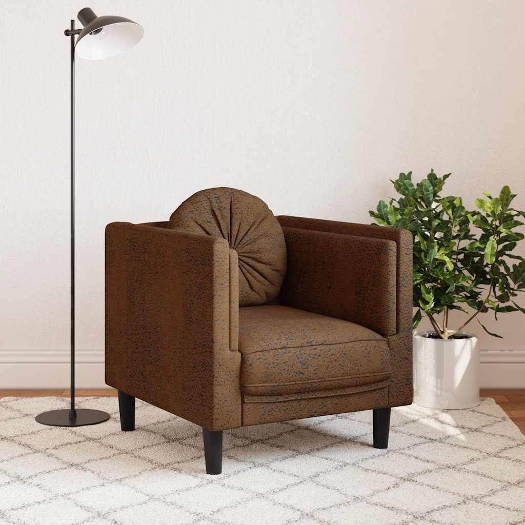 Fauteuil avec coussin marron similicuir daim - XIOS