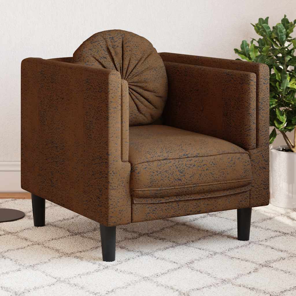 Fauteuil avec coussin marron similicuir daim - XIOS