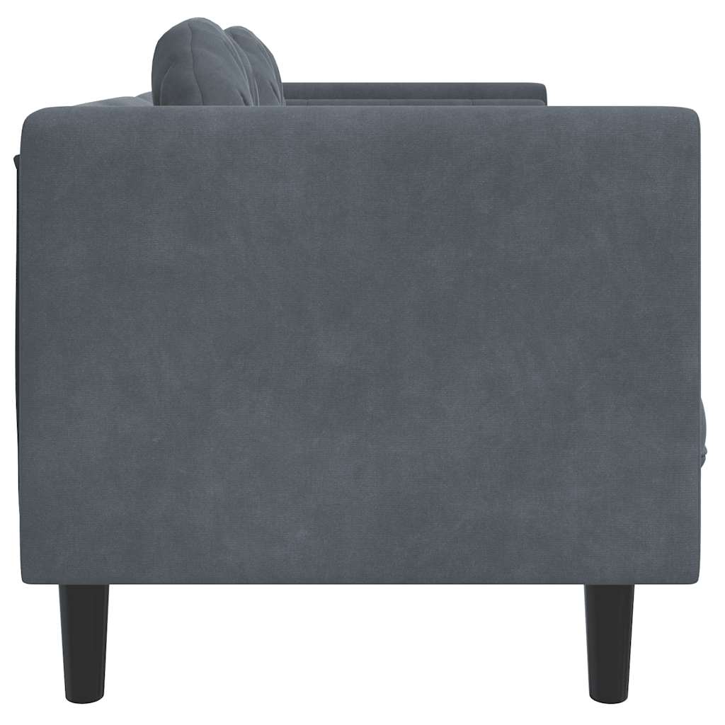 Canapé avec coussins 2 places gris foncé velours - XIOS