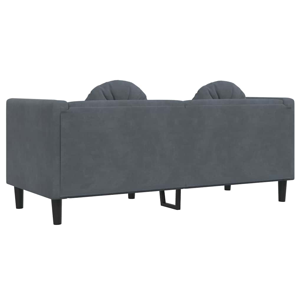 Canapé avec coussins 2 places gris foncé velours - XIOS