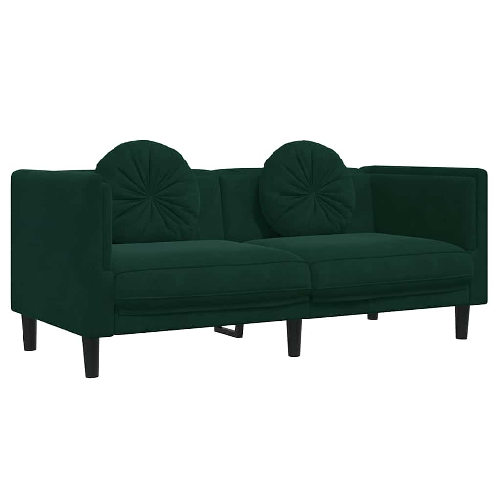 Canapé avec coussins 2 places vert foncé velours - XIOS