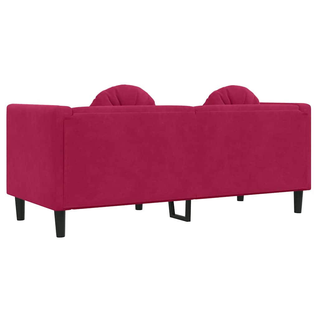 Canapé avec coussins 2 places rouge bordeaux velours - XIOS