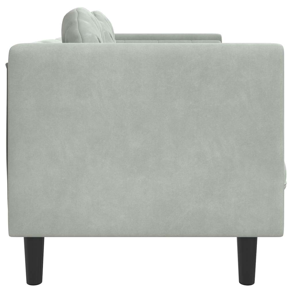 Canapé avec coussins 3 places gris clair velours - XIOS