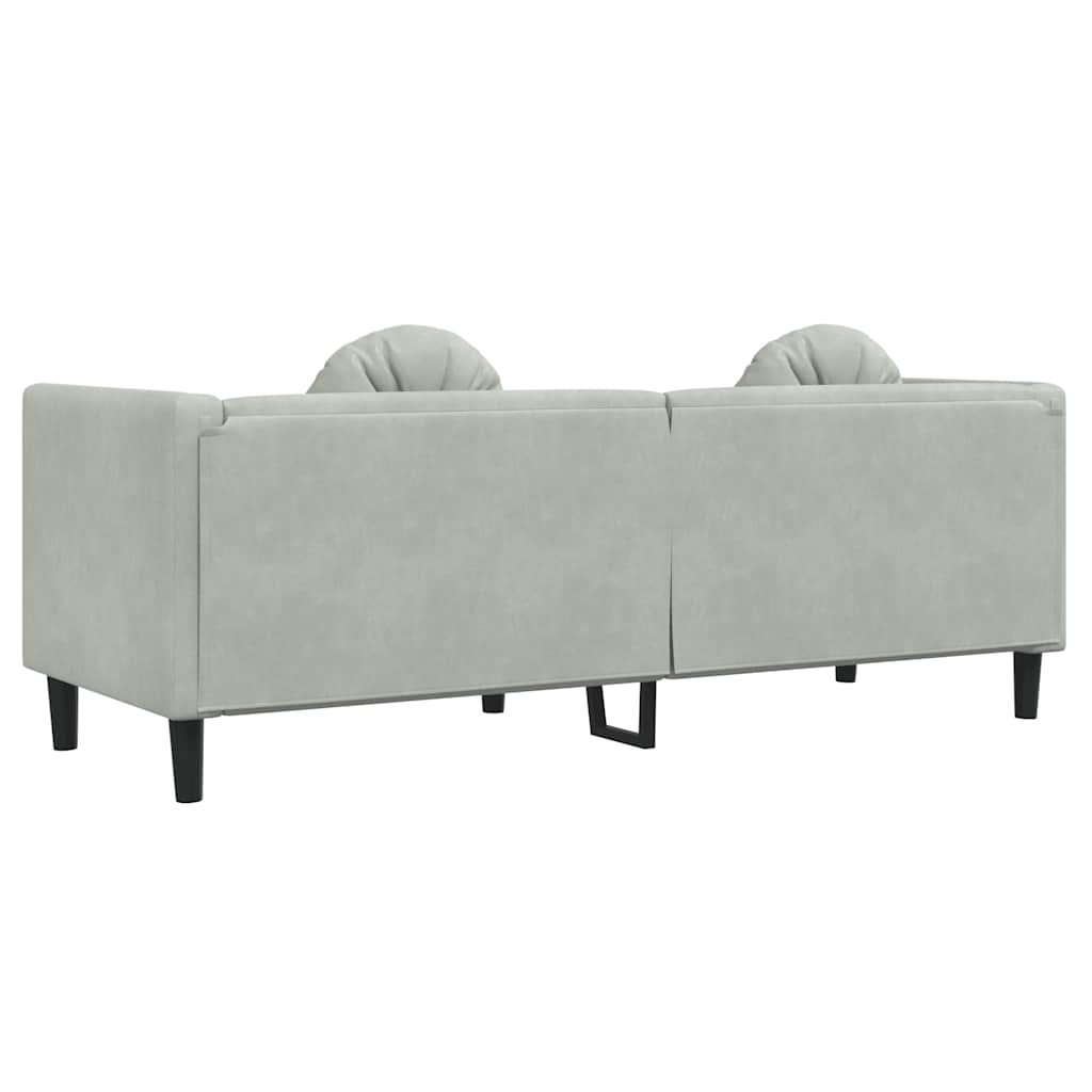 Canapé avec coussins 3 places gris clair velours - XIOS