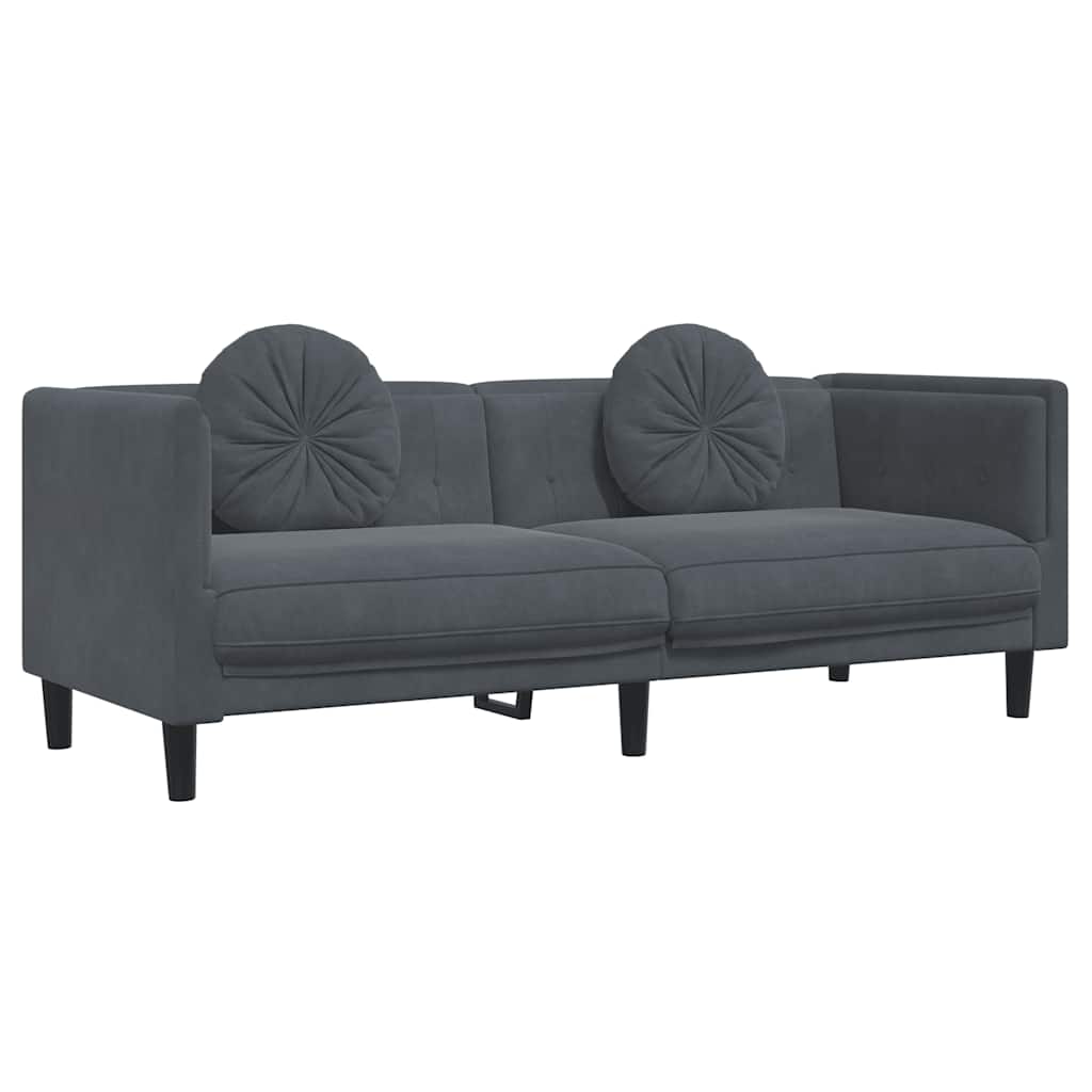 Canapé avec coussins 3 places gris foncé velours - XIOS