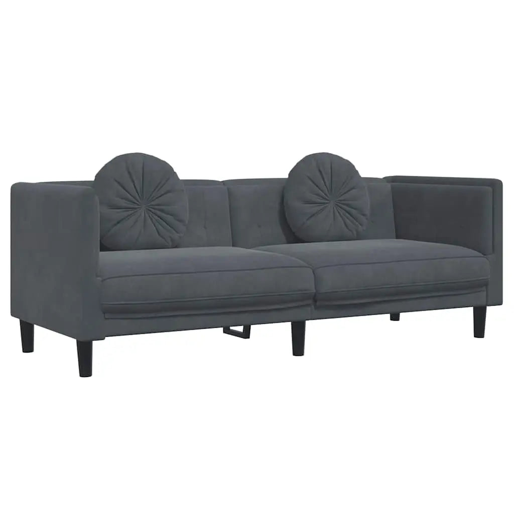 Canapé avec coussins 3 places gris foncé velours - XIOS