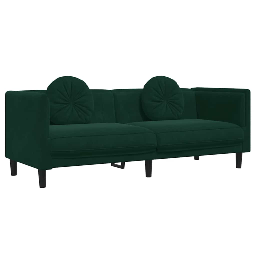 Canapé avec coussins 3 places vert foncé velours - XIOS