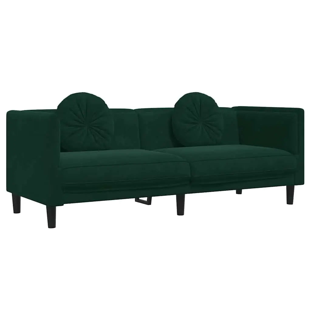 Canapé avec coussins 3 places vert foncé velours - XIOS