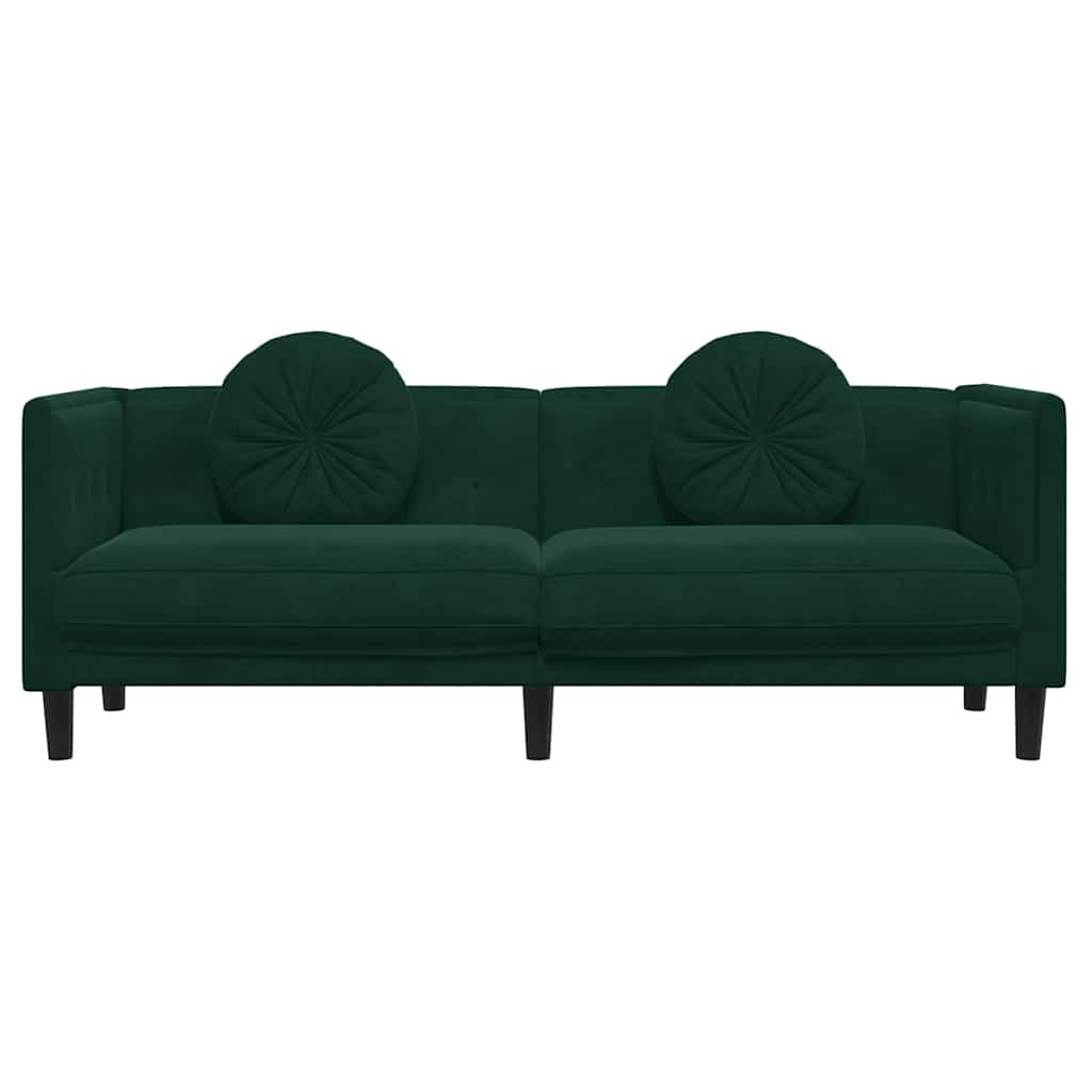 Canapé avec coussins 3 places vert foncé velours - XIOS