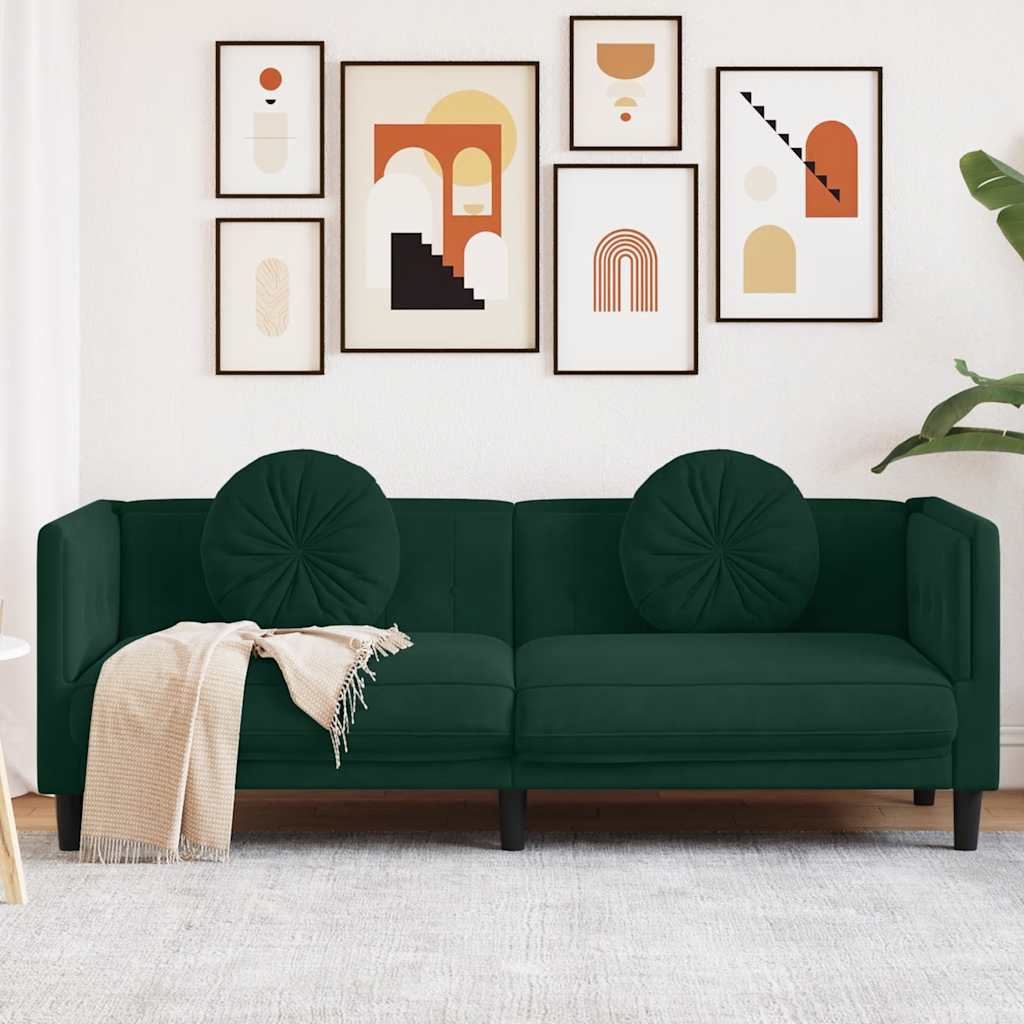 Canapé avec coussins 3 places vert foncé velours - XIOS